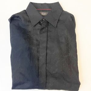 Eton black printed button down shirt size 16 neck